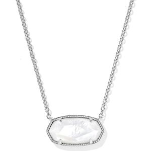 Kendra Scott Silver Necklace with Ivory/White Mother of Pearl Stone